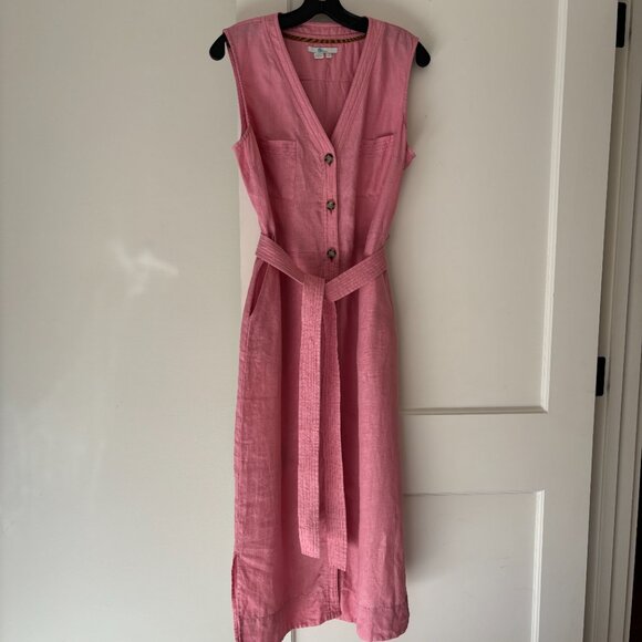 Boden Catriona Sleeveless Linen Midi Dress in Dusty Pink Size US 8 Reg - Picture 2 of 6